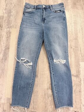 CELLO Women’s Skinny Distressed Medium Blue Jeans